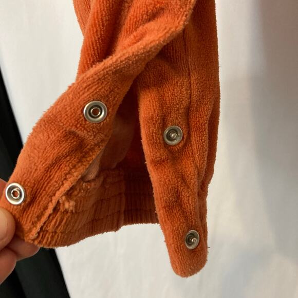 Angel Dear Burnt Orange Velour Velvet Ruffle Overall Pants Jumpsuit - Picture 3 of 7